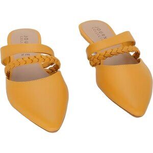 Journee Collection Olivea Mustard Pointed Toe Mule Slides Women US 8W